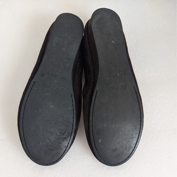 FS/NY French Sole Zeppa Wave Brown Sparkle Suede Low Wedge Flats 9 - Picture 9 of 10